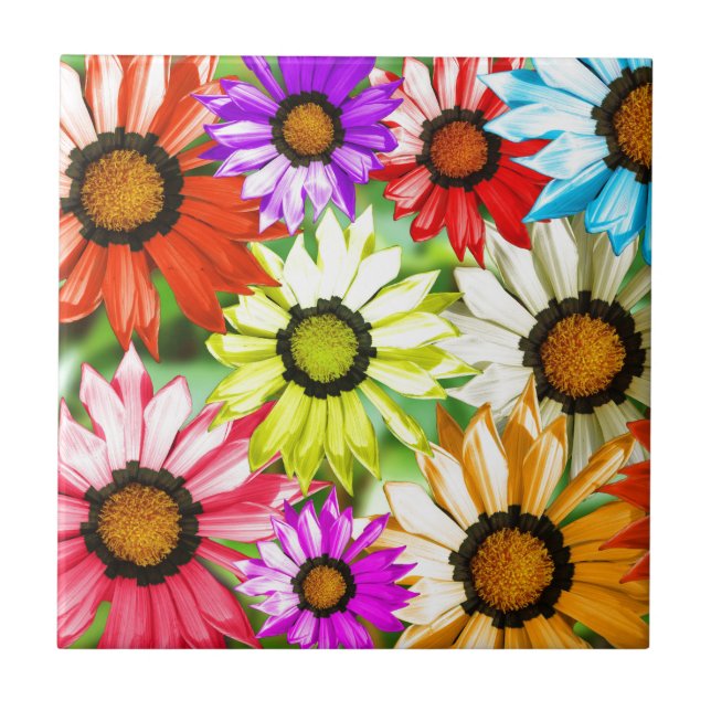 Gerbera colourful flower floral tile (Front)