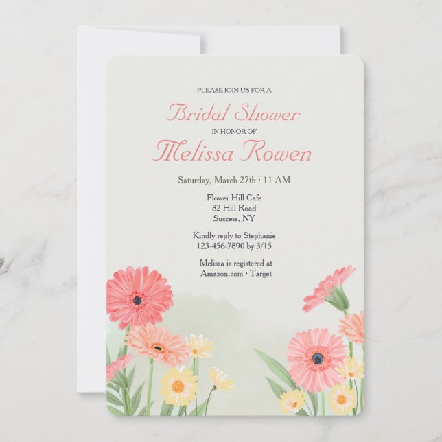 Gerbera Daisies Bright Colours  Invitation (Front)