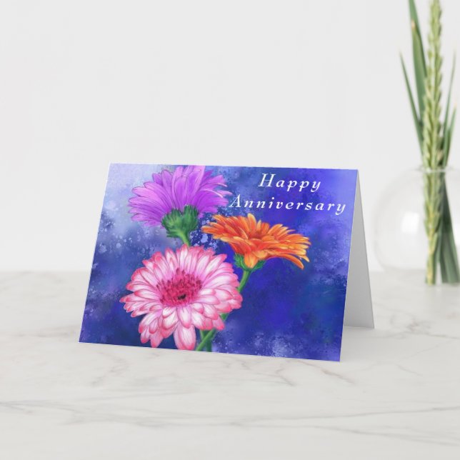 Gerbera Daisies Happy Anniversary Card (Front)