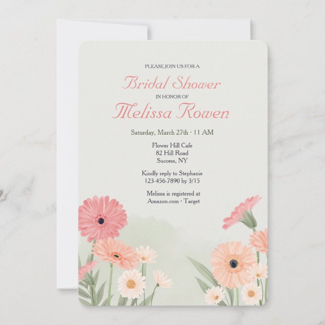 Gerbera Daisies  Invitation (Front)