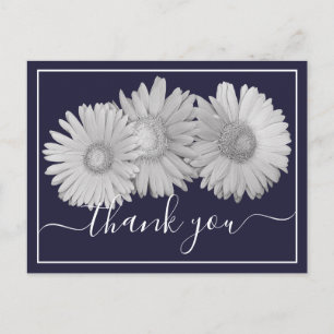 Gerbera Daisies Navy Background Thank You Postcard