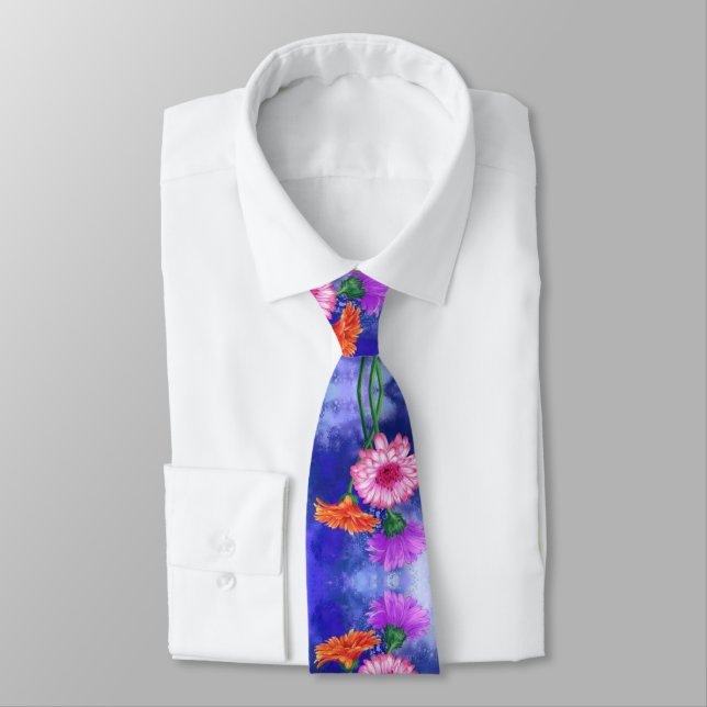 Gerbera Daisies Neck Tie (Tied)