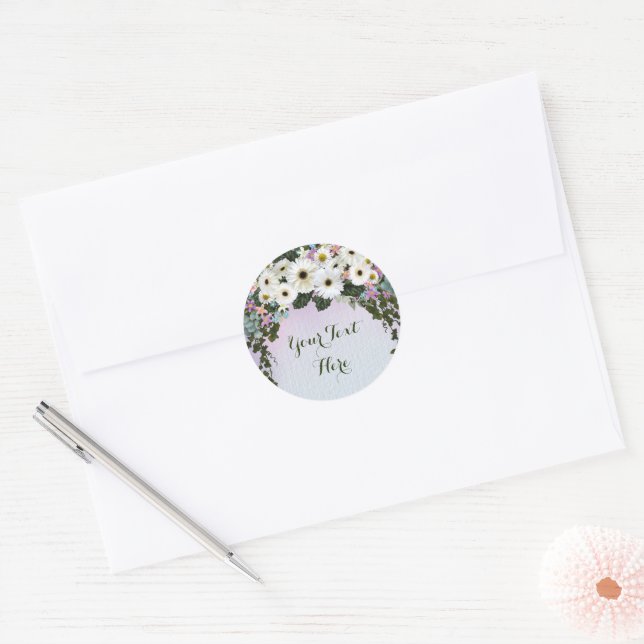 Gerbera Daisies Swag Classic Round Sticker (Envelope)