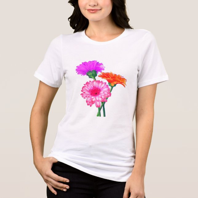 Gerbera Daisies T-Shirt Tri-Blend Shirt (Front)