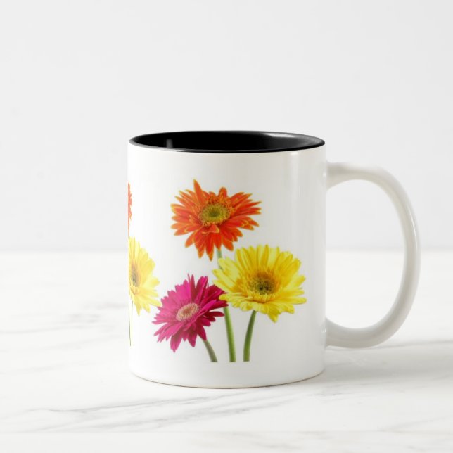 Gerbera Daisies Two-Tone Coffee Mug (Right)