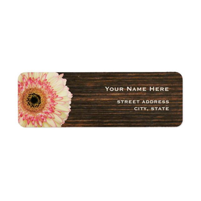 Gerbera Daisy & Barnwood Address Label (Front)