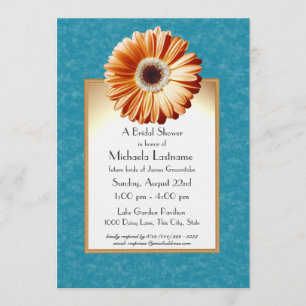 Gerbera Daisy Blue and Orange Invitation