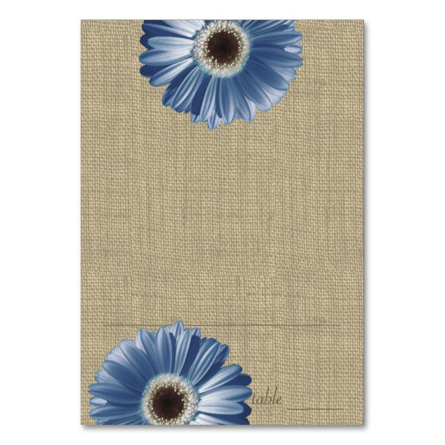 Gerbera Daisy Blue Seating Card (Front)