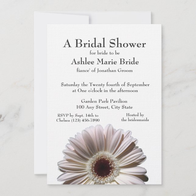 Gerbera Daisy Bridal Shower Invitation (Front)