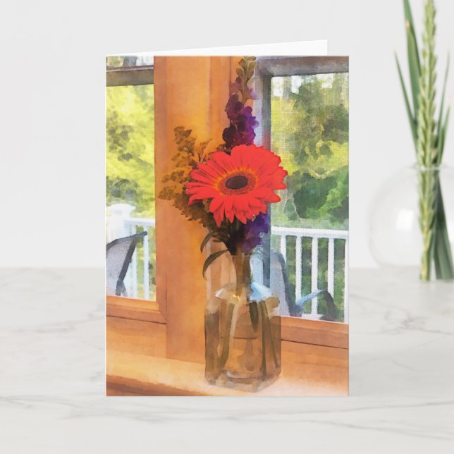 Gerbera Daisy by Kitchen Window Card (Front)