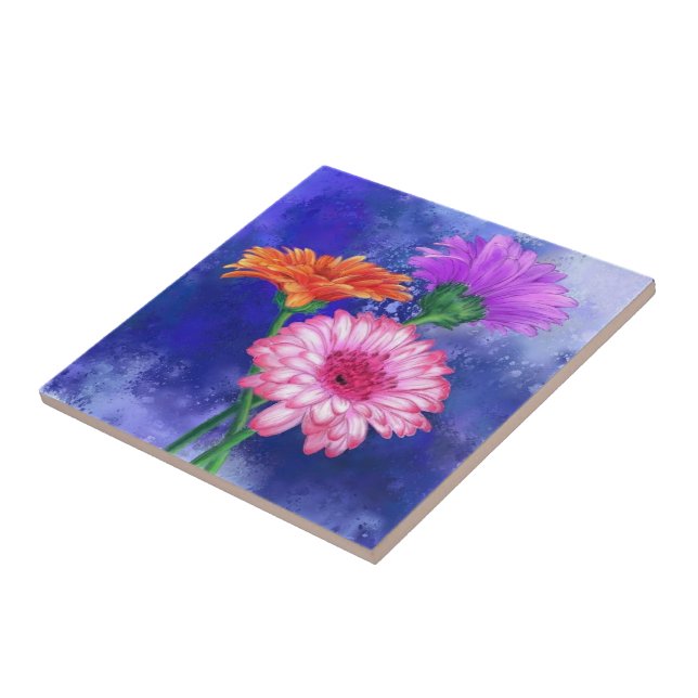 Gerbera Daisy Ceramic Tile (Side)