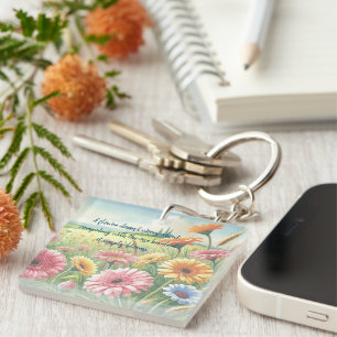 Gerbera Daisy Field & Quote Key Ring