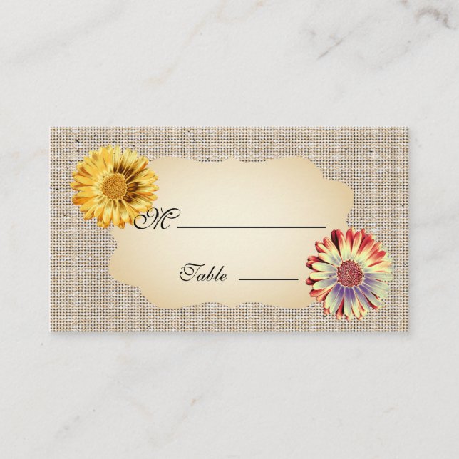 Gerbera Daisy Gold Place Card for Occasion Wedding (Front)