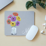 Gerbera Daisy Mason Jar Monogram For her Mouse Pad<br><div class="desc">This design was created though digital art. It may be personalised in the area provided or customising by choosing the click to customise further option and changing the name, initials or words. You may also change the text colour and style or delete the text for an image only design. Contact...</div>