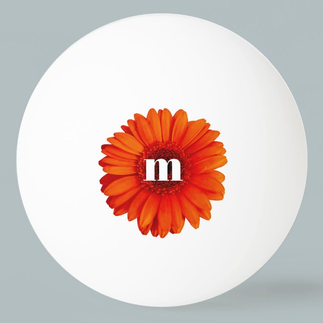 Gerbera Daisy Monogram Initial Ping Pong Ball (Creator Uploaded)