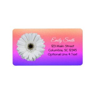 Gerbera Daisy on Ombre Rainbow Glitter Bookplate Label
