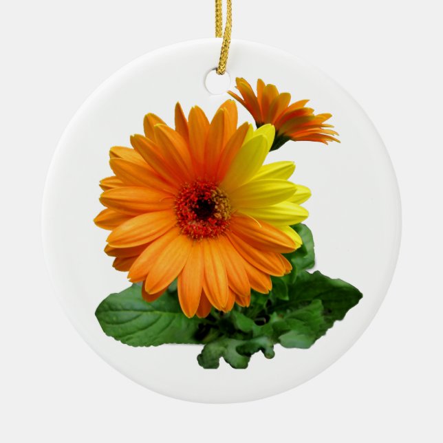 GERBERA DAISY-ORNAMENTS CERAMIC TREE DECORATION (Front)