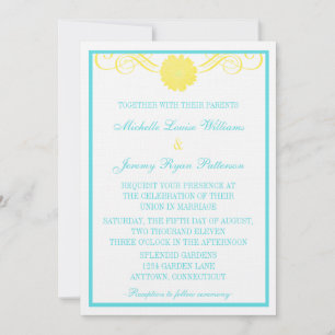 Gerbera Daisy Swirls Wedding Invite