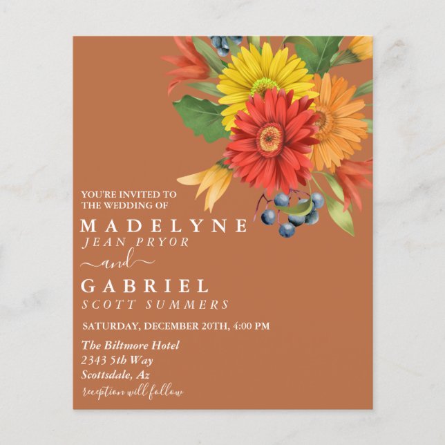 Gerbera Daisy Wedding Bouquet Floral Budget (Front)