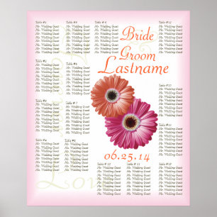 Gerbera Daisy Wedding Guest Seating Chart