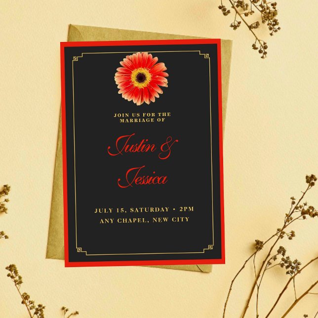 Gerbera Daisy Wedding Invitation (Creator Uploaded)