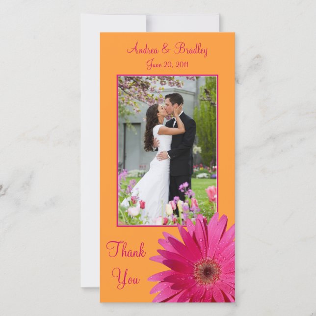 Gerbera Daisy Wedding Thank You Photocard (Front)