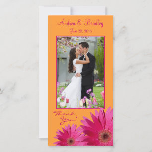Gerbera Daisy Wedding Thank You Photocard Card