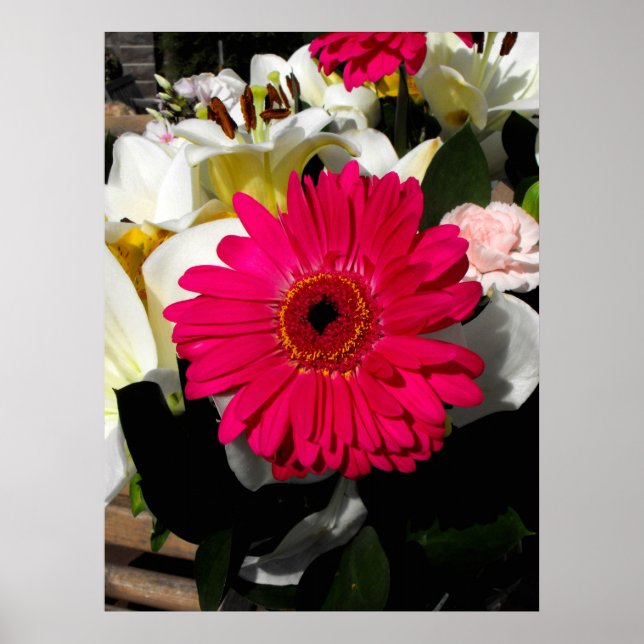 Gerbera flower in a bunch of flowers poster (Front)