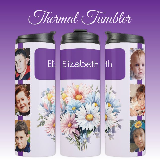 Gerbera flowers 6 photos name purple thermal tumbler (Creator Uploaded)