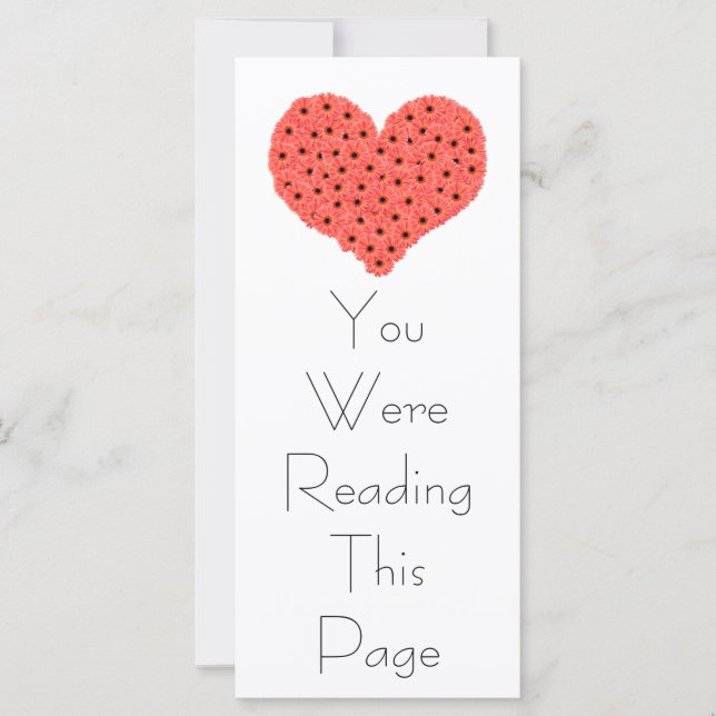 Gerbera Flowers Heart Bookmark Template (Front)