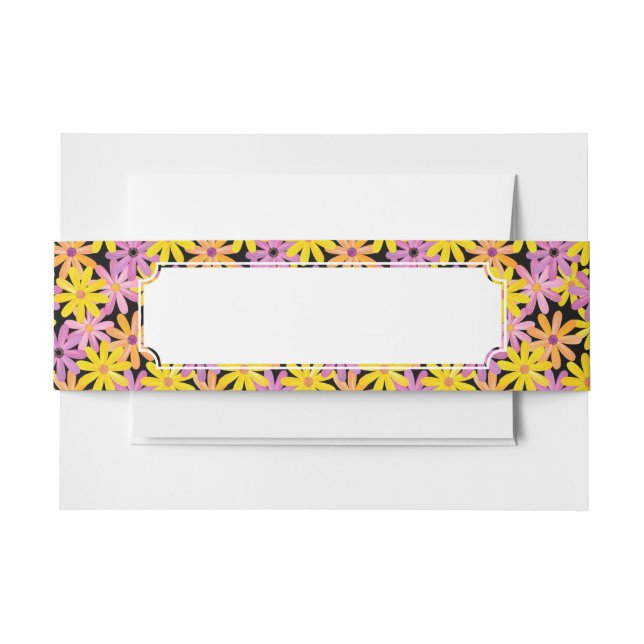 Gerbera flowers pattern, background invitation belly band (Front Example)