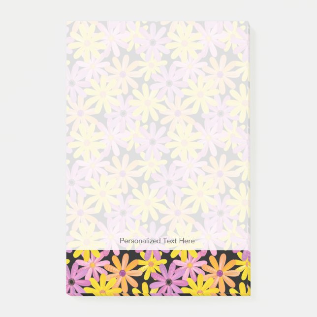 Gerbera flowers pattern, background post-it notes (Front)