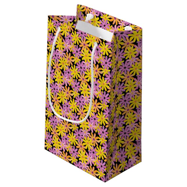 Gerbera flowers pattern, background small gift bag (Back Angled)