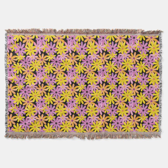 Gerbera flowers pattern, background throw blanket (Front)
