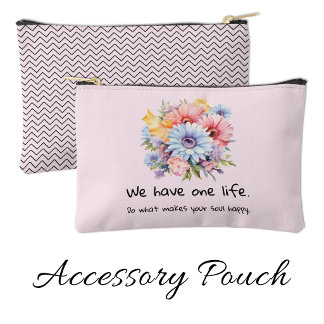 Gerbera flowers positive words pink accessory pouch