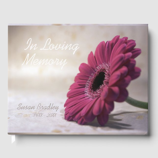 Gerbera Funeral Memorial Remembrance Guest book (Front)