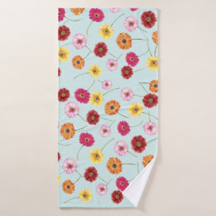 Gerbera,pink,red,orange,yellow bath towel set
