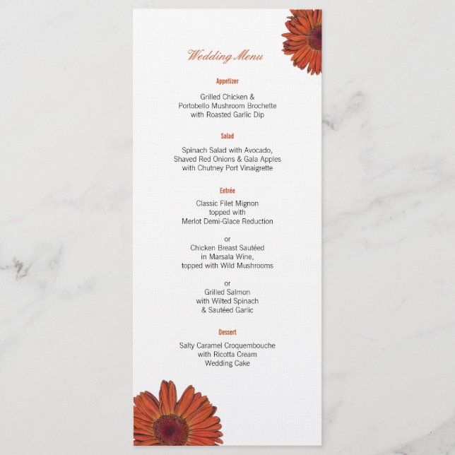Gerbera Wedding Menu (Front)