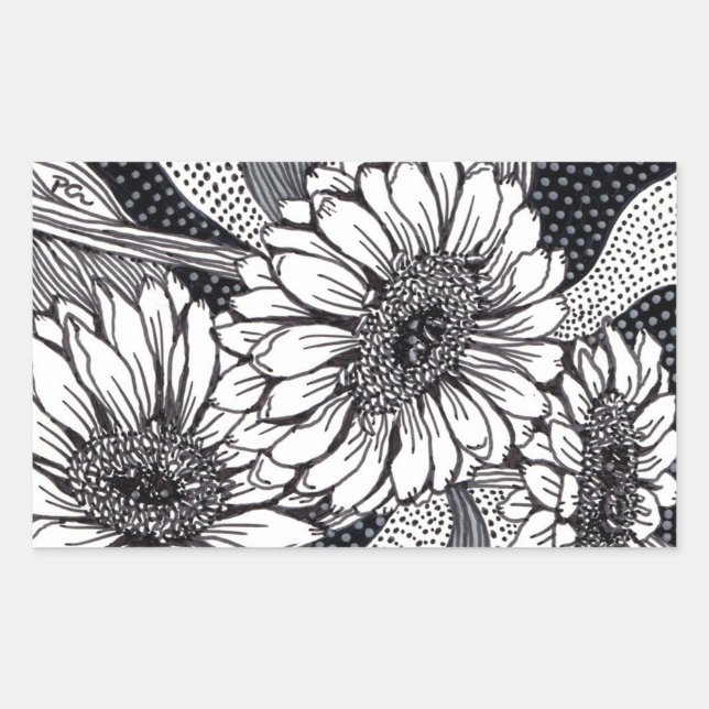 Gerberas Rectangular Sticker (Front)