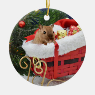 Gerbil Christmas Ceramic Tree Decoration