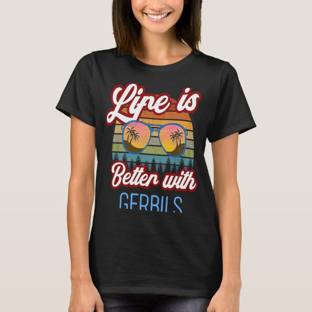 Gerbil  Retro Sunset   With Gerbils T-Shirt (Front)