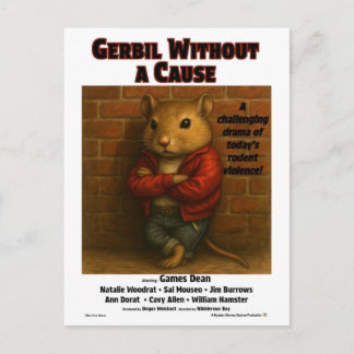 Gerbil Without a Cause Movie Parody Postcard