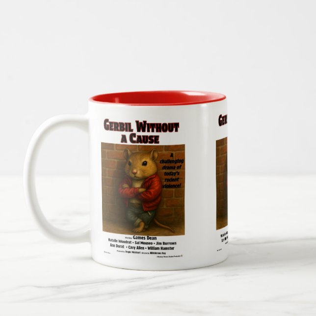Gerbil Without a Cause Movie Parody Two-Tone Coffee Mug (Left)