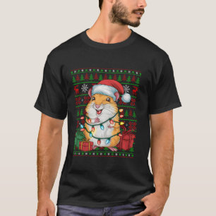 Gerbil Xmas Lights Ugly Santa Hat Gerbil Christmas T-Shirt