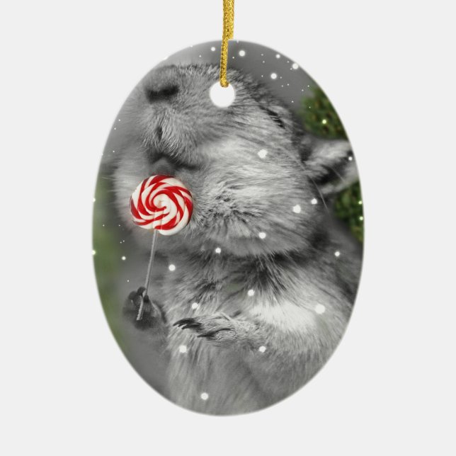 Gerbil's Christmas Dream Ceramic Tree Decoration (Front)