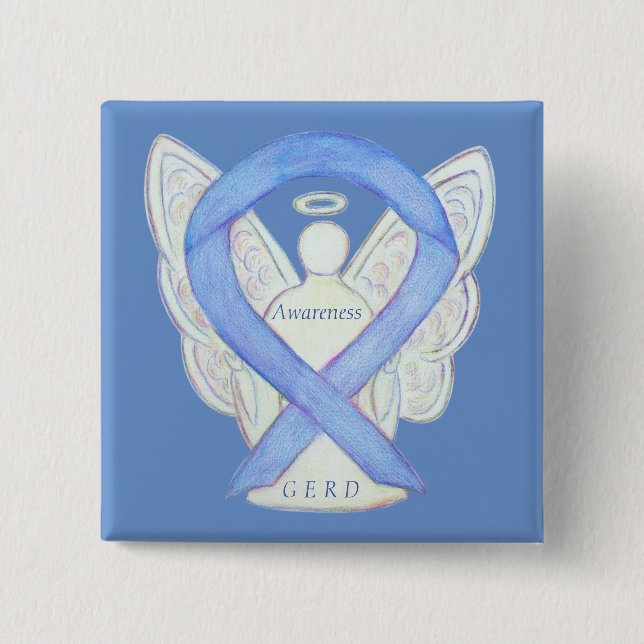 GERD Awareness Periwinkle Ribbon Angel Custom Pin (Front)