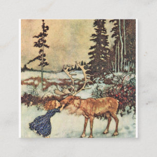 Gerda And The Reindeer - Edmund Dulac Square Business Card