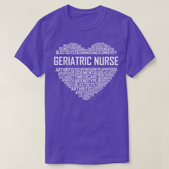 Geriatric Nurse Heart T-Shirt (Design Front)