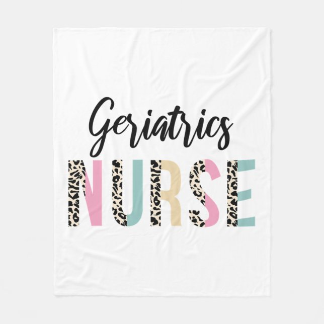 Geriatrics Nurse Cute Leopard Design - Funny Gift  Fleece Blanket (Front)