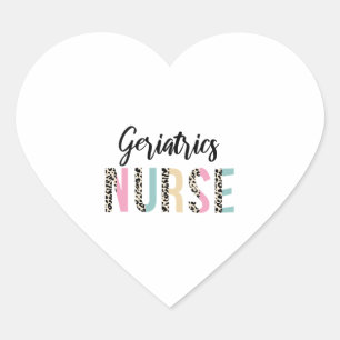 Geriatrics Nurse Cute Leopard Design - Funny Gift Heart Sticker